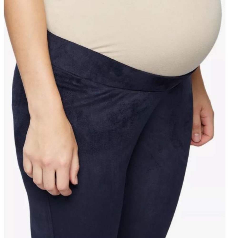 A Pea in the Pod Faux Suede Maternity Legging Navy Blue SMALL